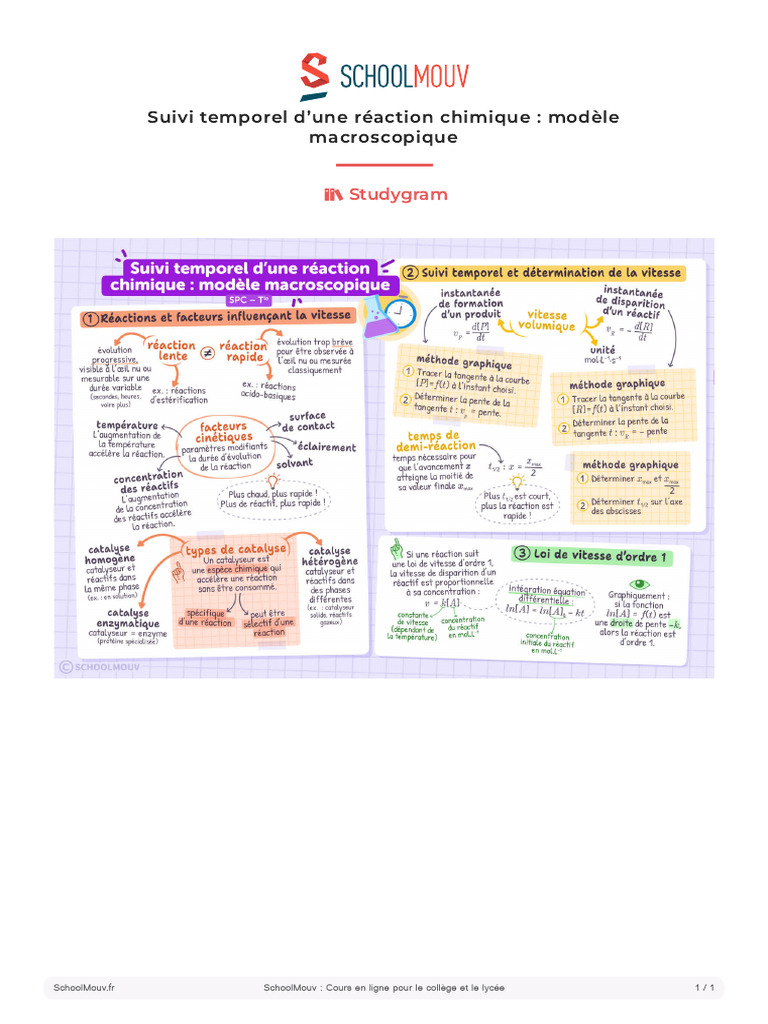 Suivi Temporel D Une Reaction Chimique Modele Macroscopique Studygram | PDF