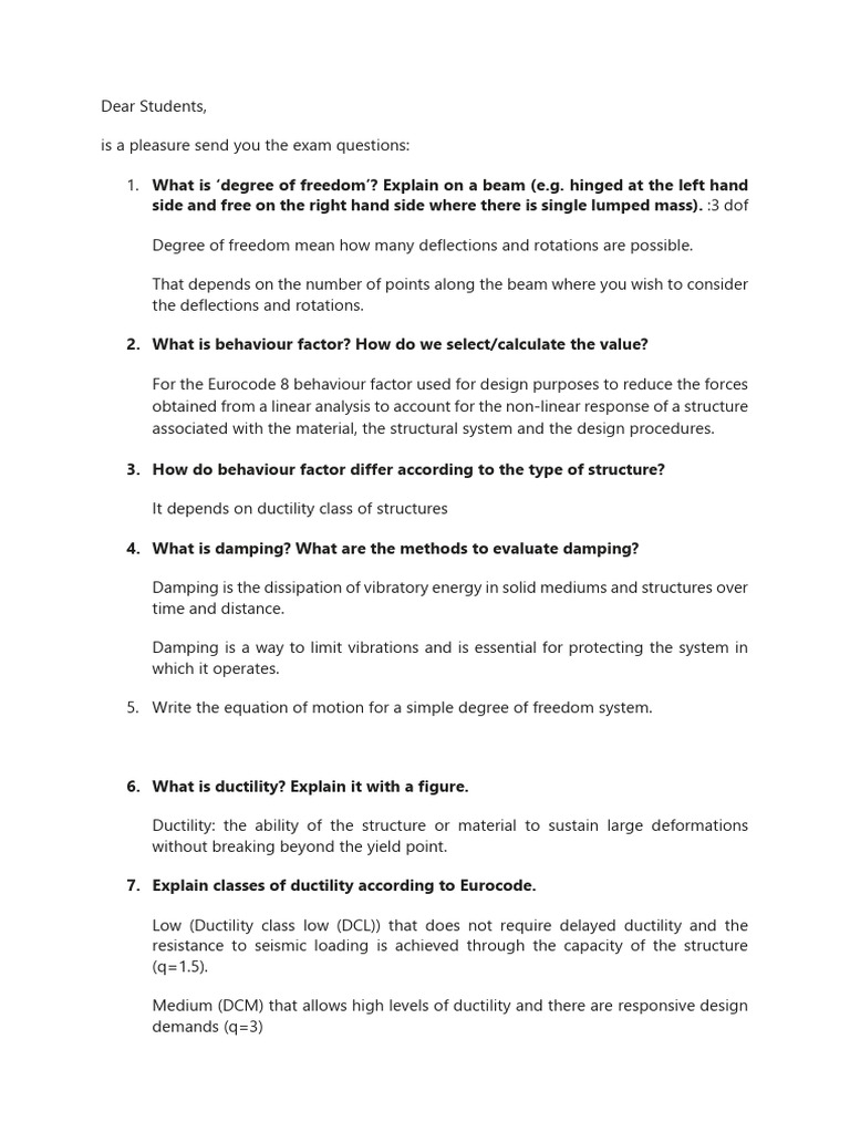 Structural Engineering Exam Questions | PDF | Earthquakes | Plate Tectonics
