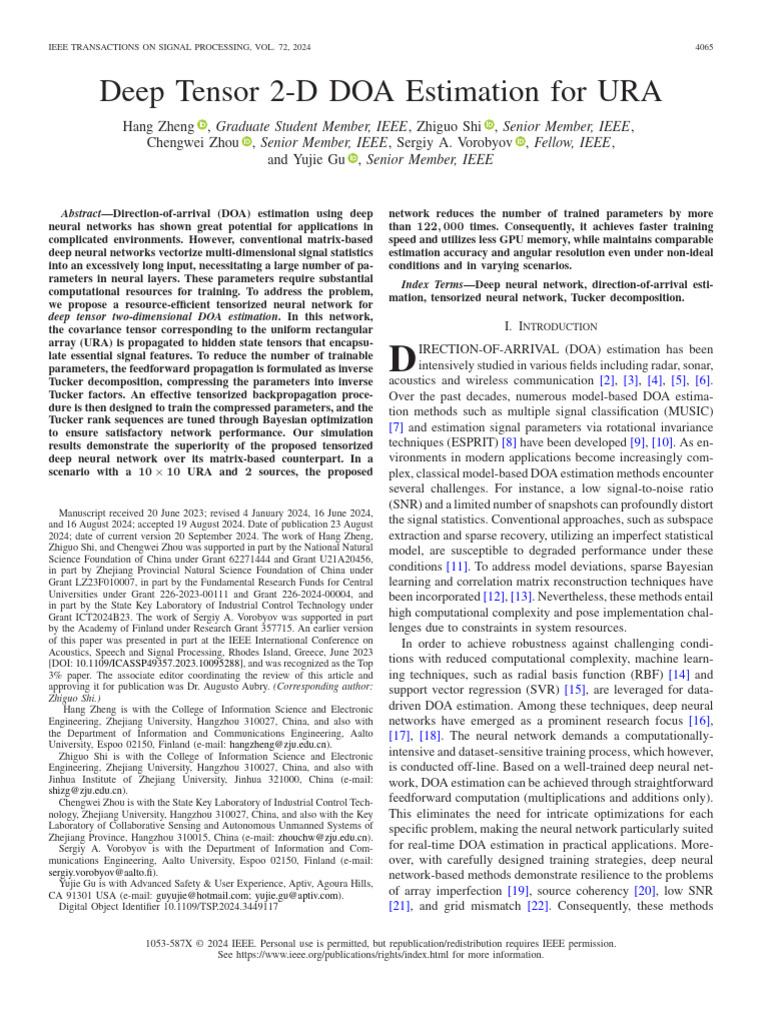 Efficient Tensorized DOA Estimation Network | PDF | Tensor | Gradient