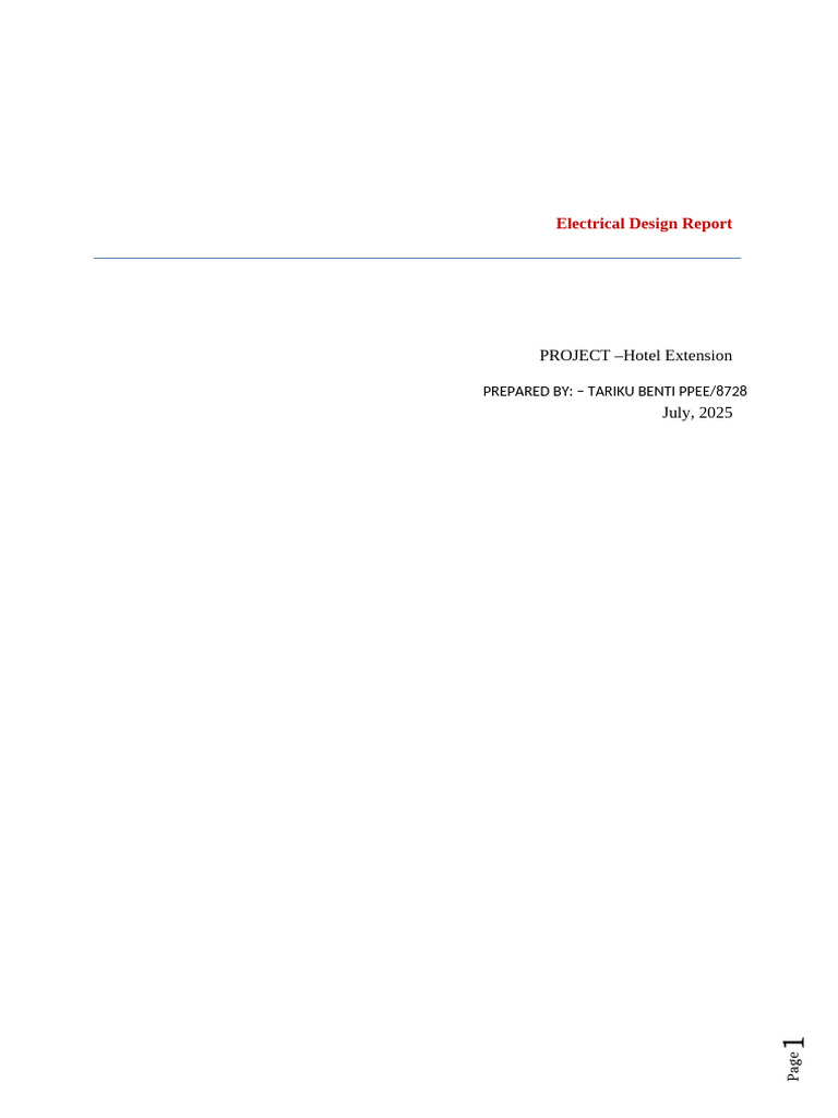 Hotel Extension Electrical Design Report | PDF | Wire | Power (Physics)