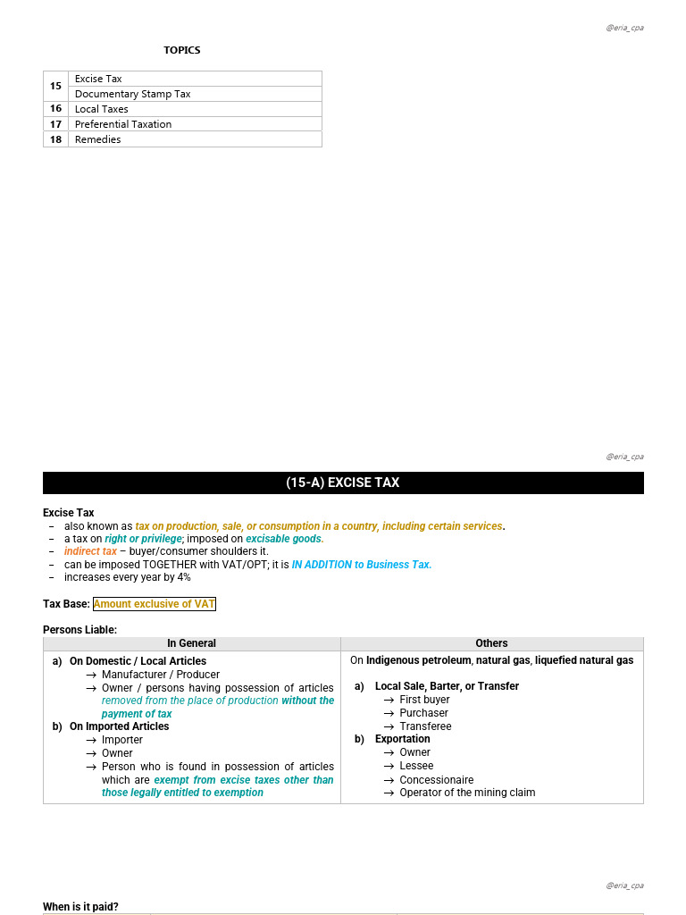 Excise and Local Tax Overview Guide | PDF | Taxes | Tax Treaty