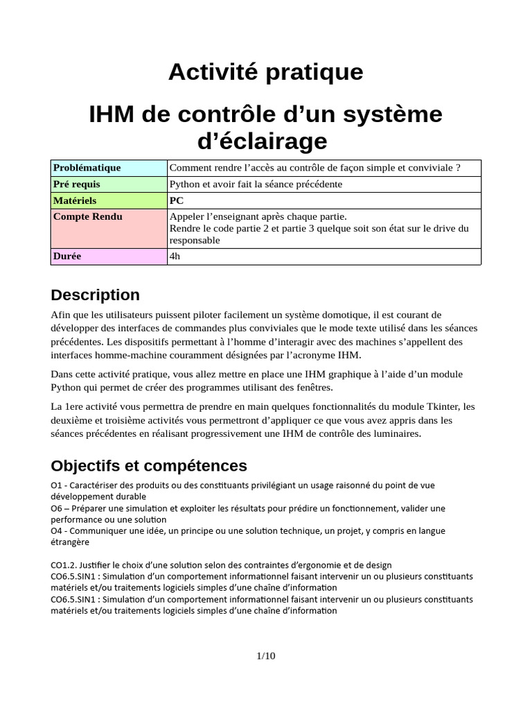 IHM Python pour contrôle d'éclairage | PDF | Interaction humain ...