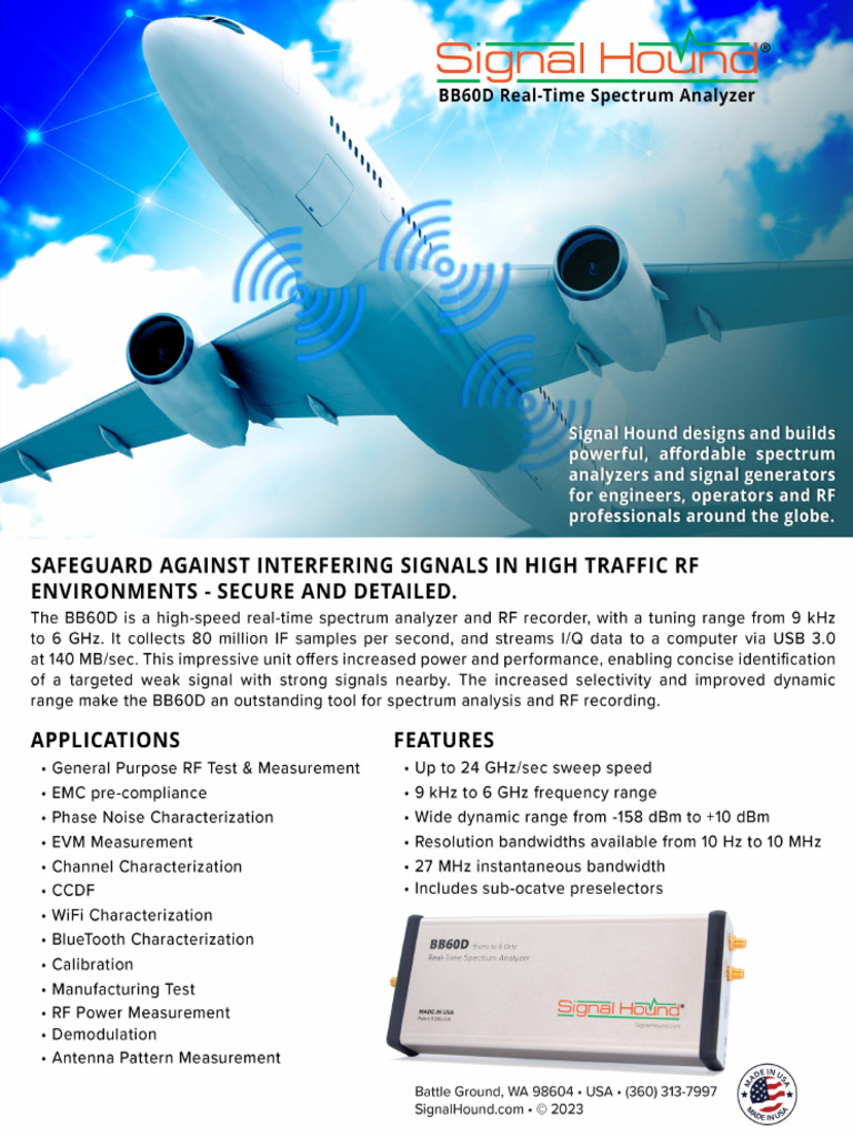 Signal Hound BB60D Data Sheet | PDF