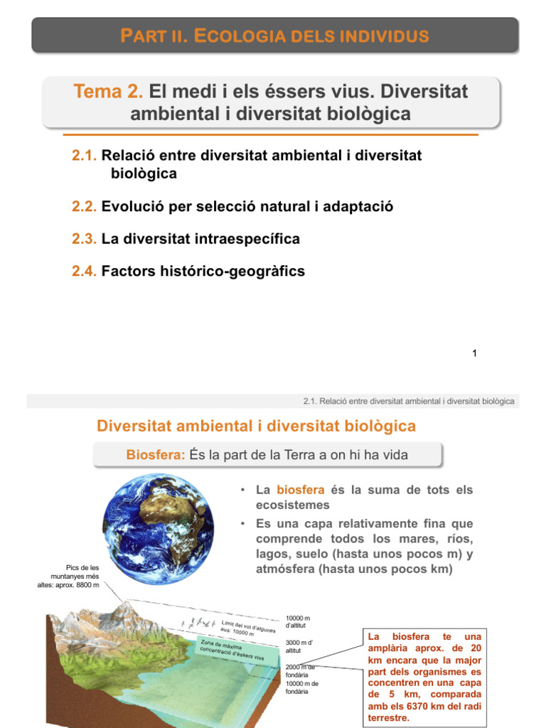 Tema 2 El Medi I Els Essers Vius | PDF