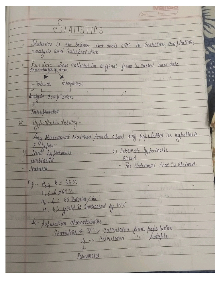 Statistics Notes | PDF
