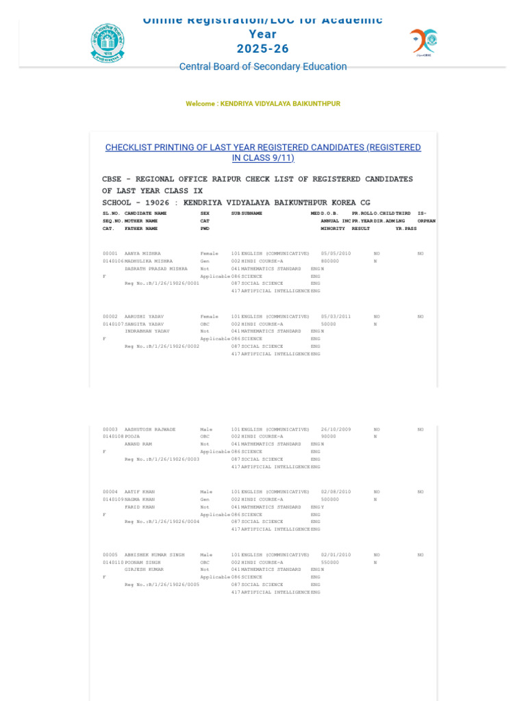 Checklist X 2025 (1) (1) (1) | PDF | Government Of India | Schools