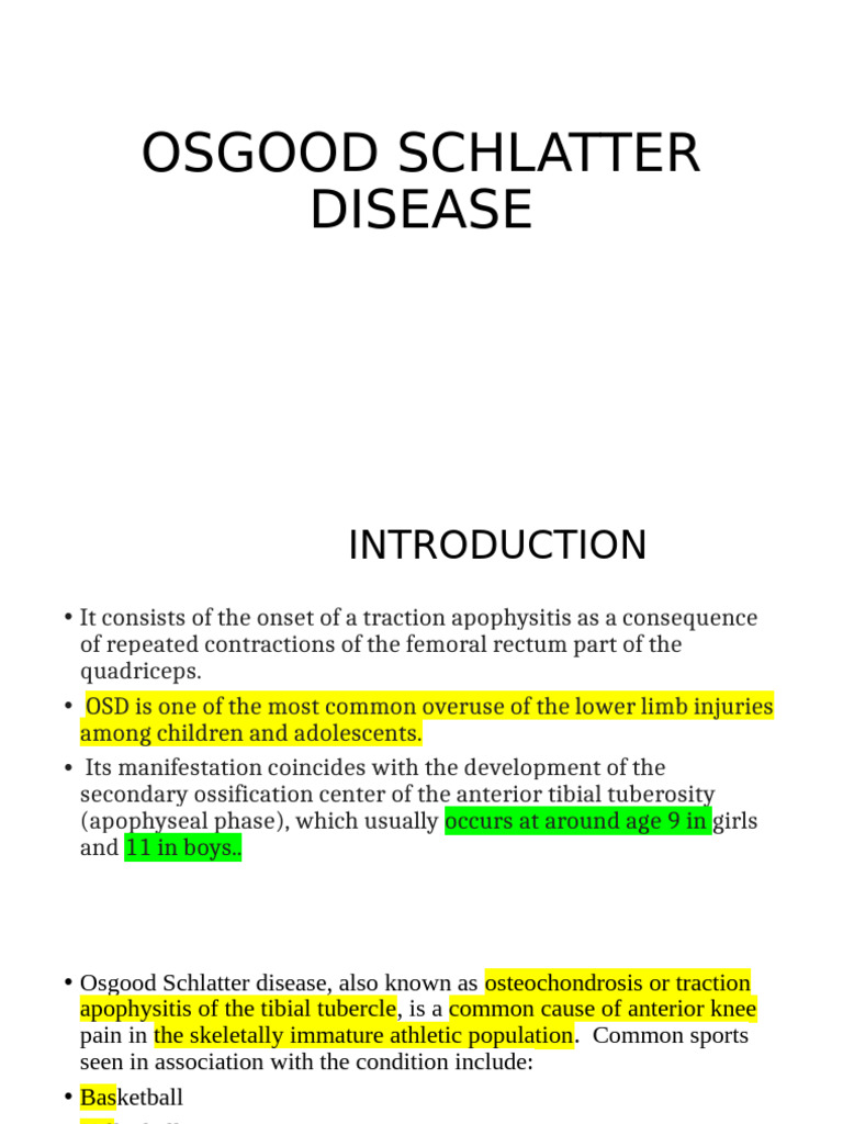 Osgood Schlatter Disease Overview | PDF | Musculoskeletal System ...
