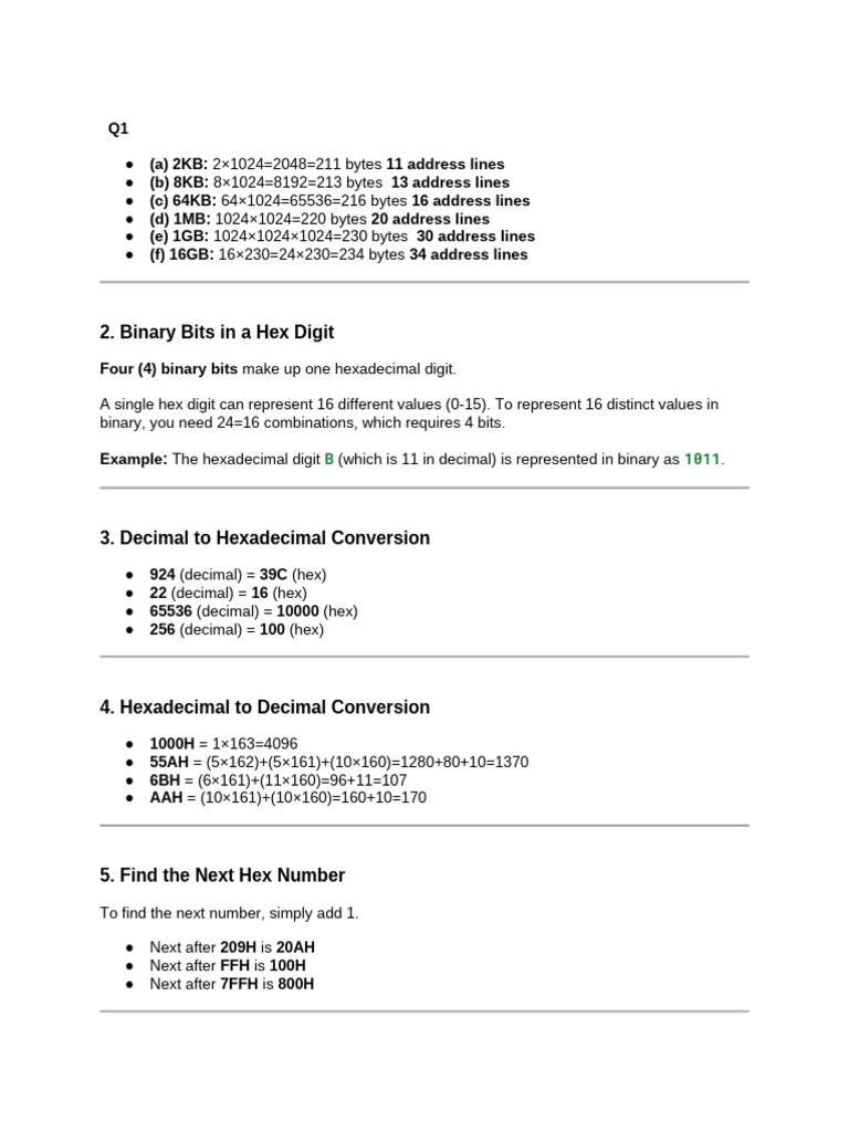 Memory Addressing and Hexadecimal Guide | PDF | Computer Science ...