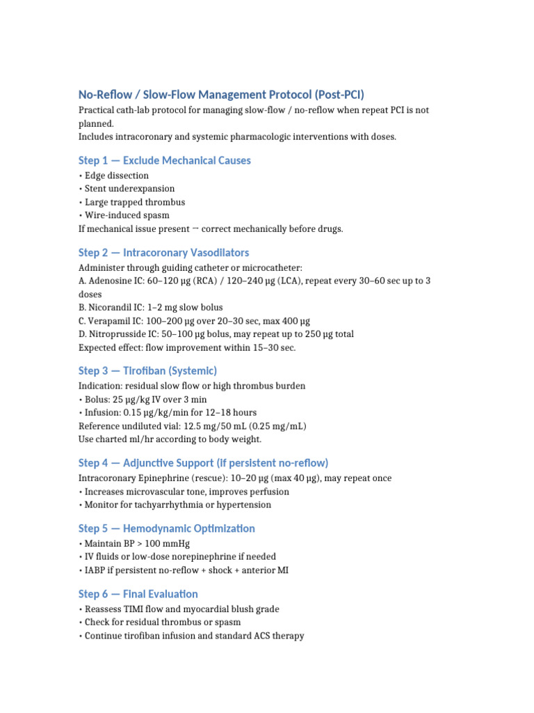 No-Reflow Management Protocol Post-PCI | PDF | Intravenous Therapy ...