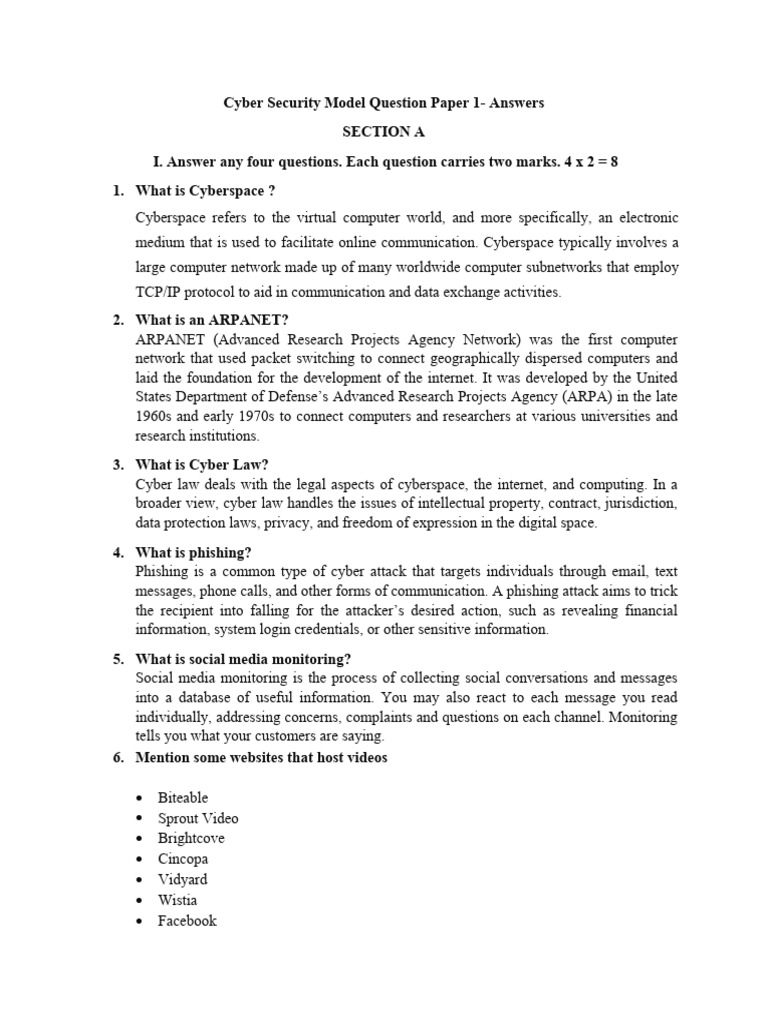 Cyber Security Model Questions & Answers | PDF | Ransomware | Security