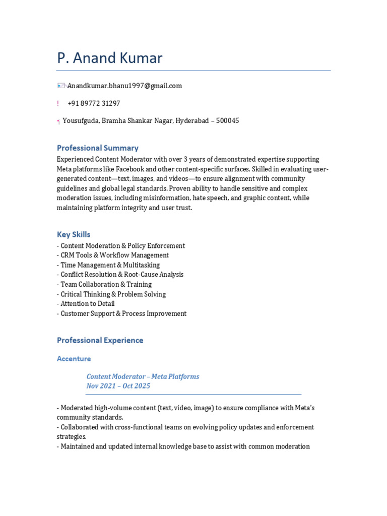 Anand Kumar CV | PDF