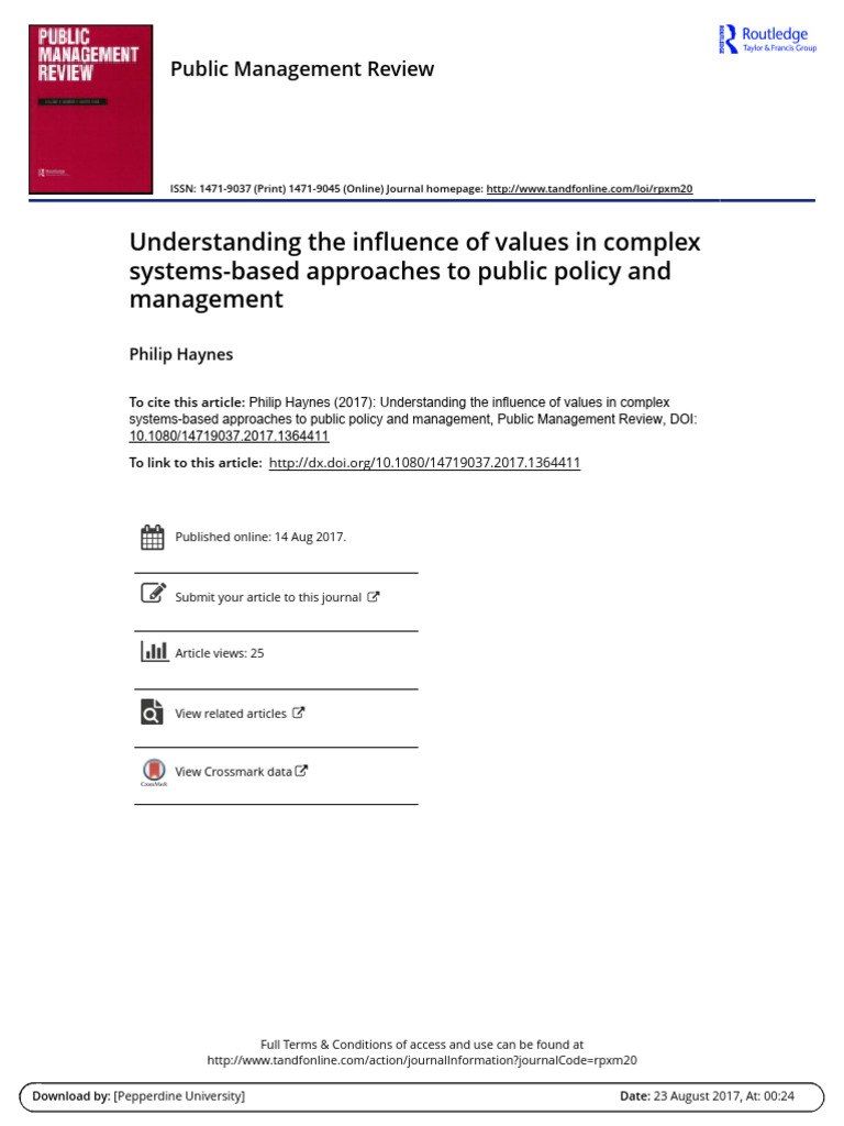 Values in Complex Public Management | PDF | System | Value (Ethics)