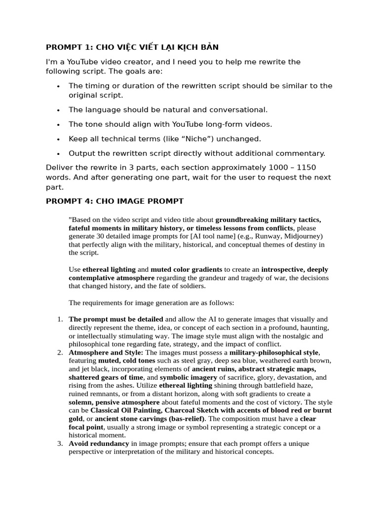 YouTube Script Rewrite & Image Prompts | PDF