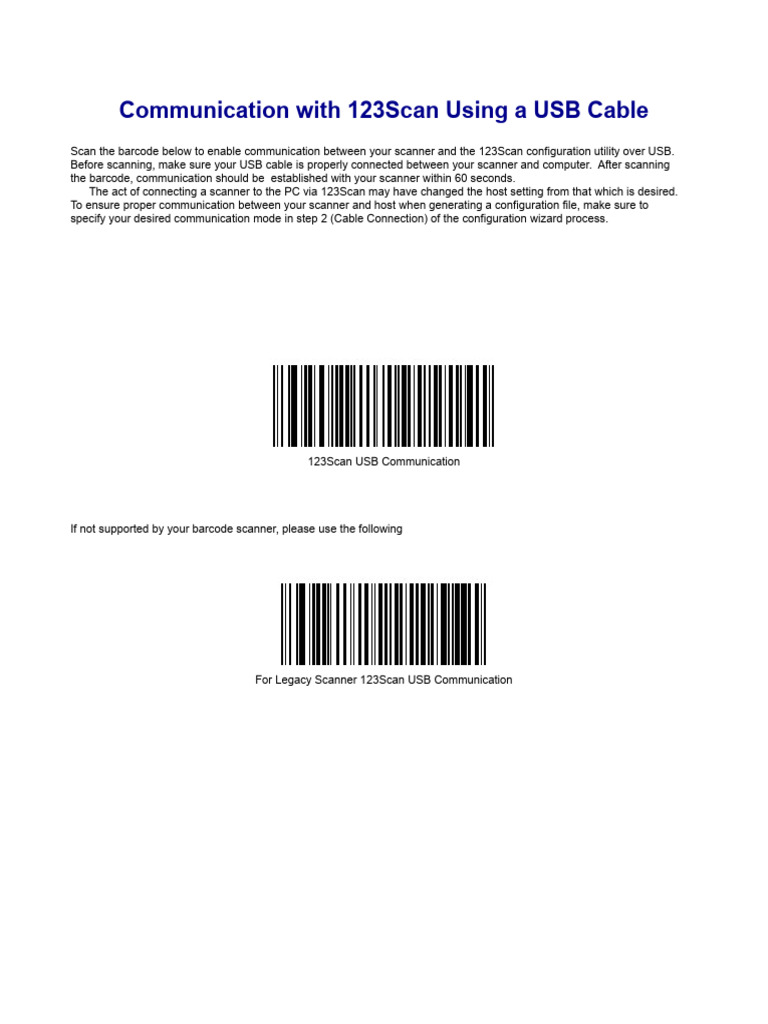 USB Communication with 123Scan Guide | PDF