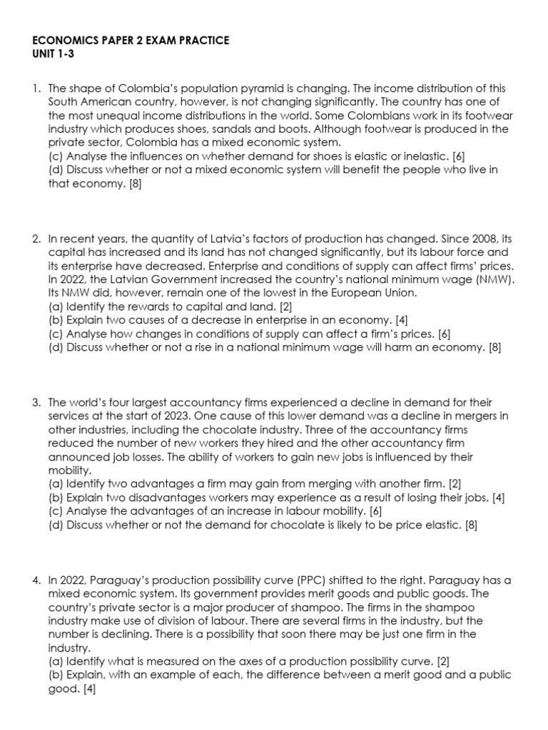 Economics Paper 2 Exam Practice | PDF | Labour Economics | Subsidy