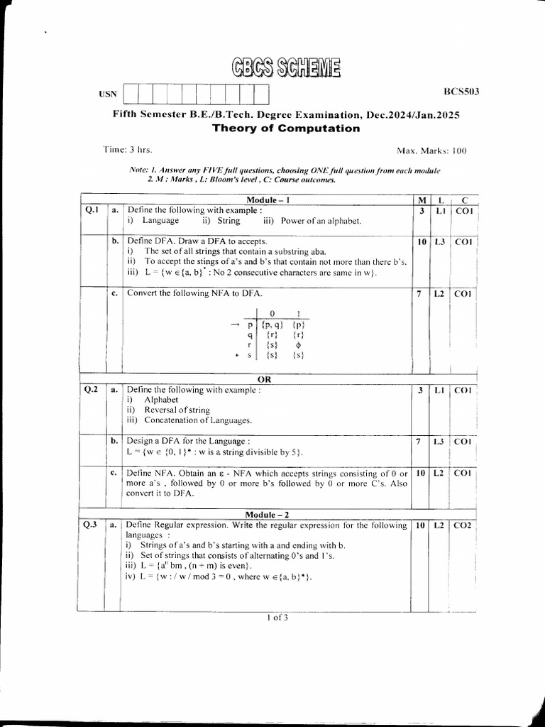 Jan 2025 BCS503 | PDF