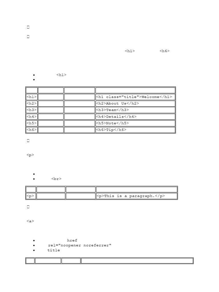 Essential HTML Tags and Best Practices | PDF | Html Element | Html