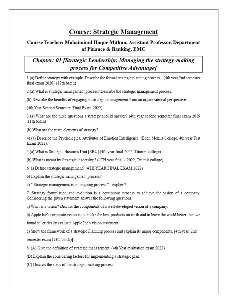 Strategic Management Course Overview | PDF | Strategic Management ...