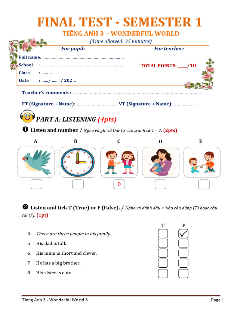 Final Test for English Grade 3 | PDF | Chess Openings | Chess