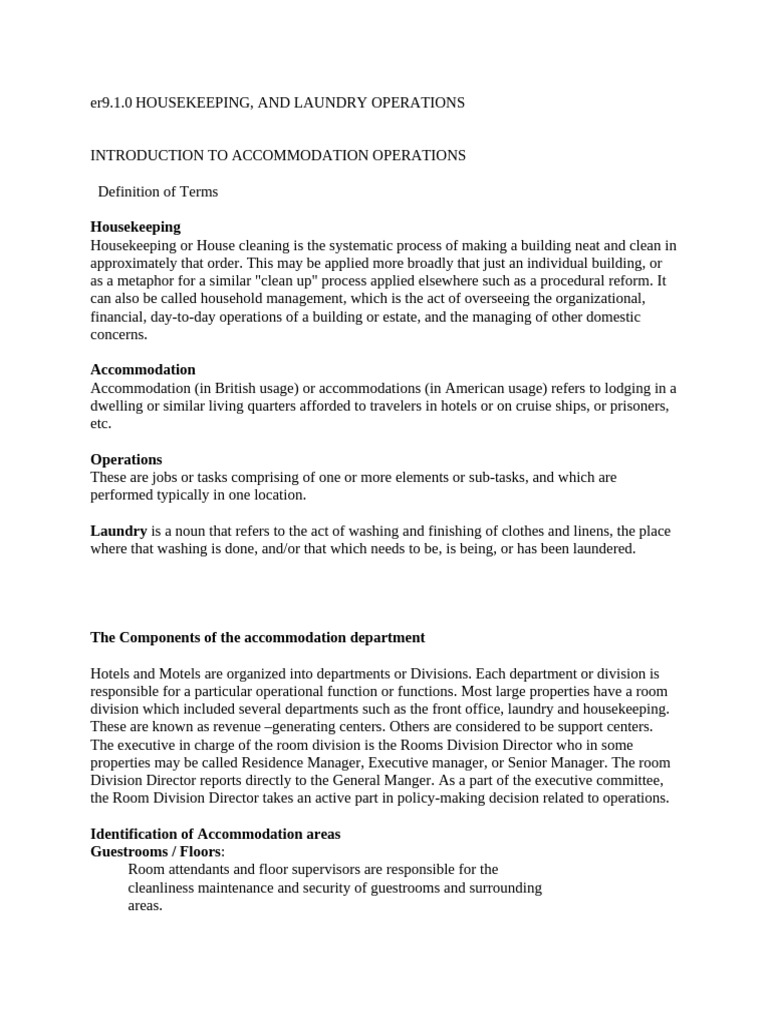 Housekeeping and Laundry Notes KNEC | PDF | Hygiene | Influenza