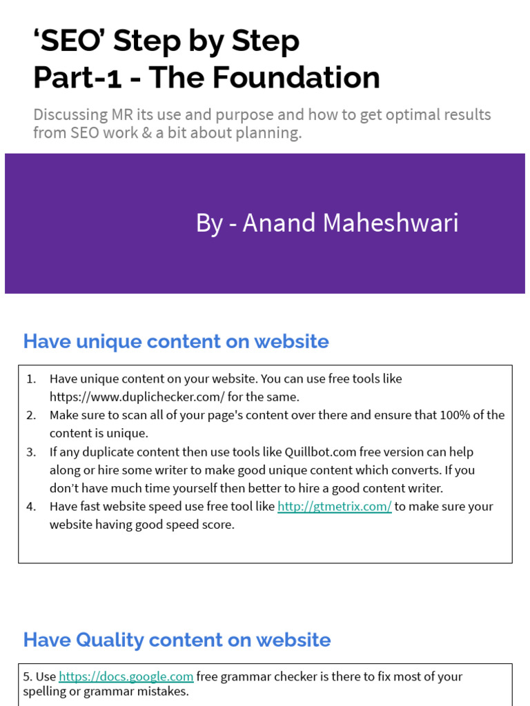 SEO Step by Step (Part-1) | PDF | Search Engine Optimization | Hypertext