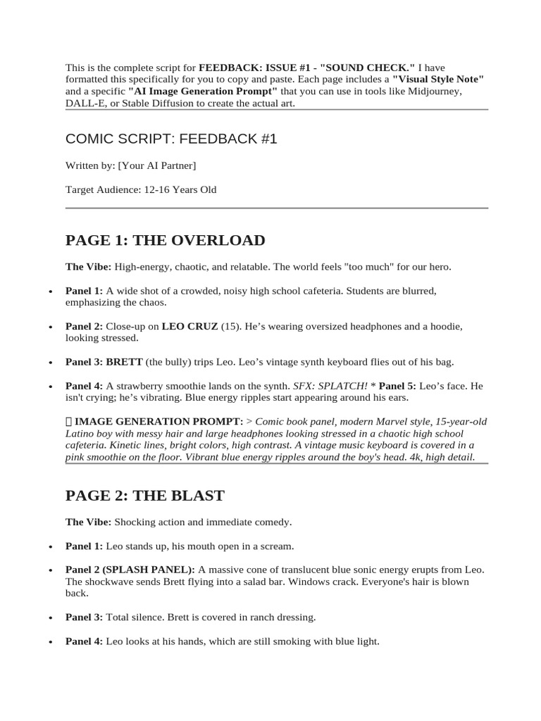 Comic Script: Feedback Issue #1 | PDF