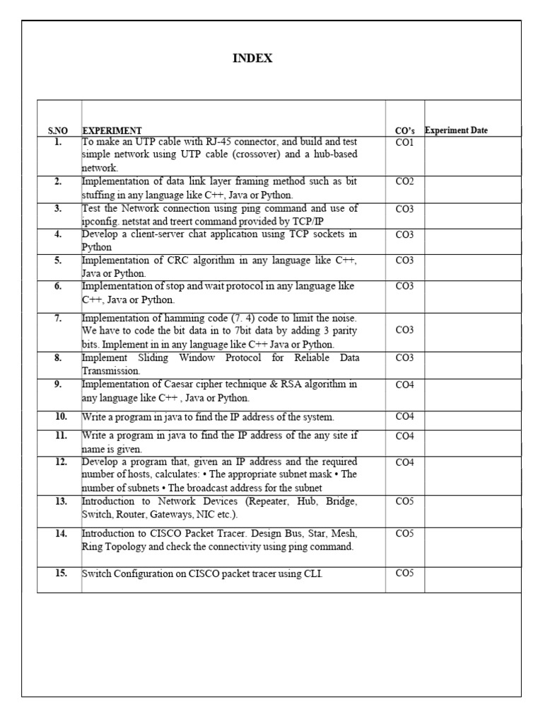 Page 4. Lab Programs Index Page | PDF