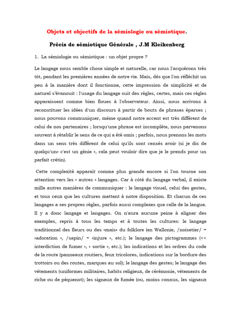 Introduction à la sémiotique générale | PDF | Sémiotique ...
