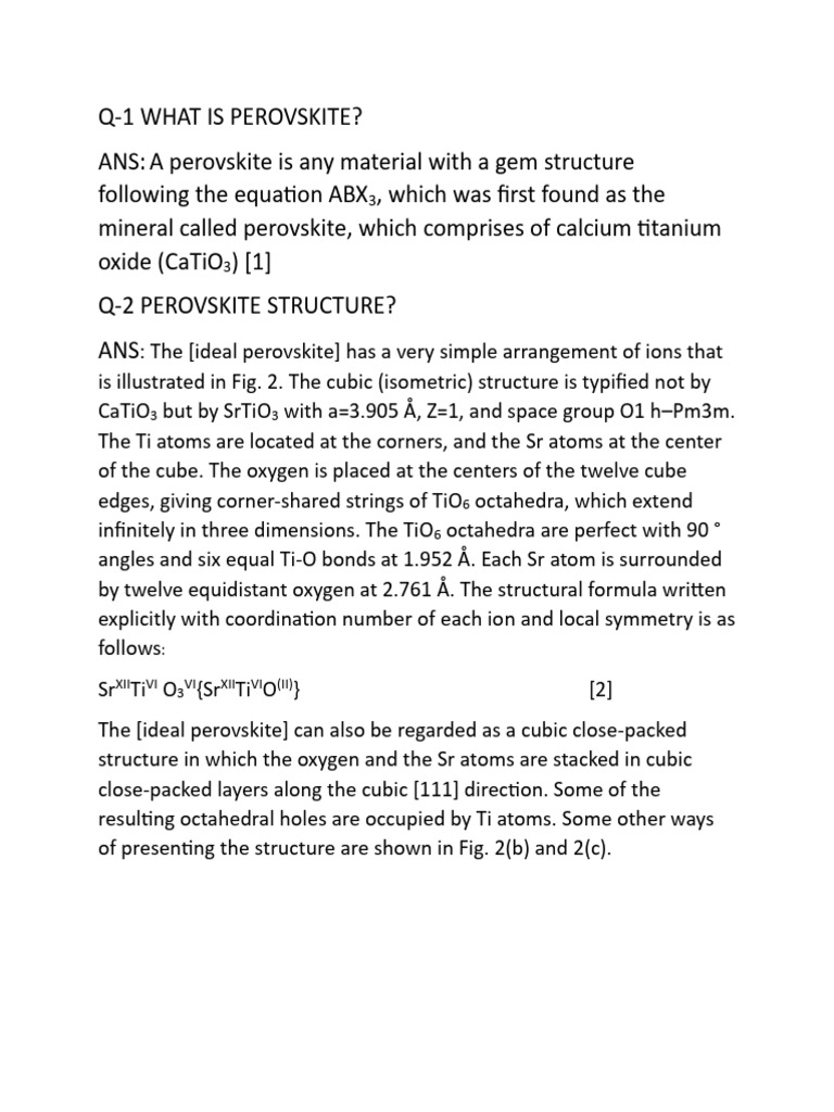 Understanding Perovskite Structure | PDF