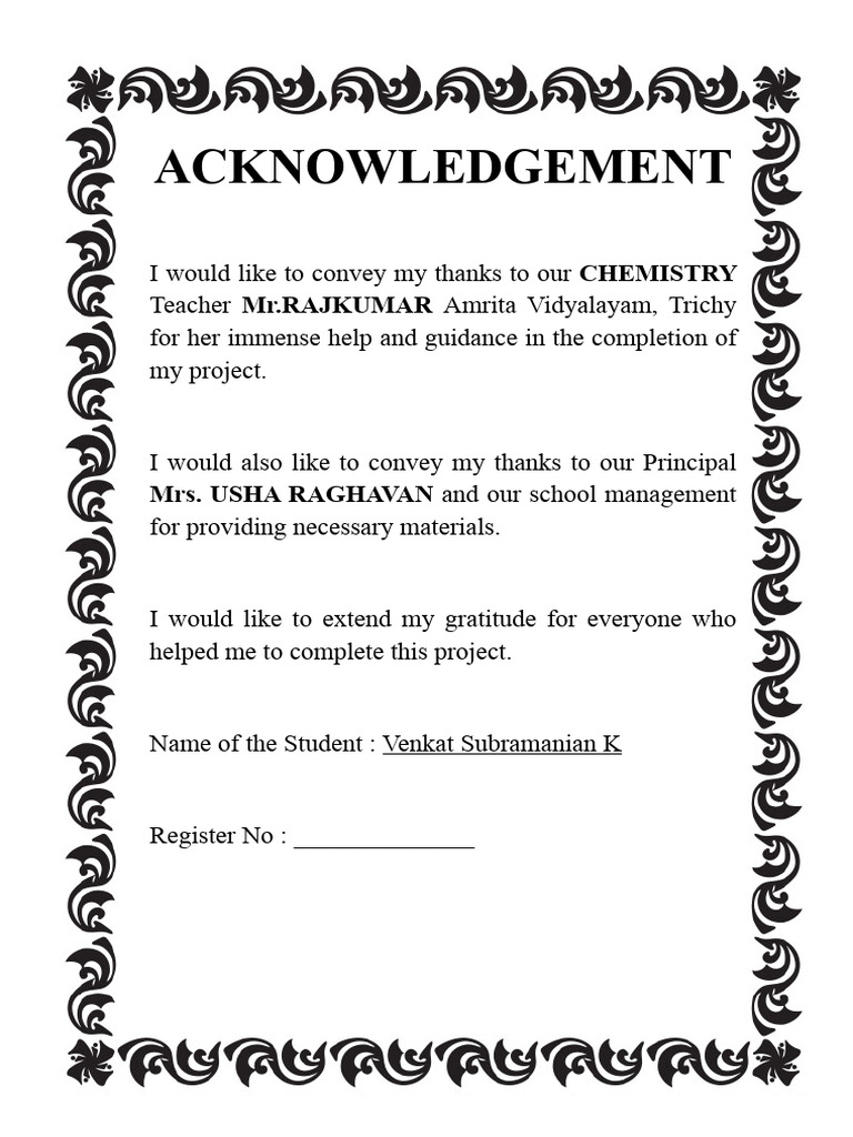 Project Acknowledgement Section | PDF