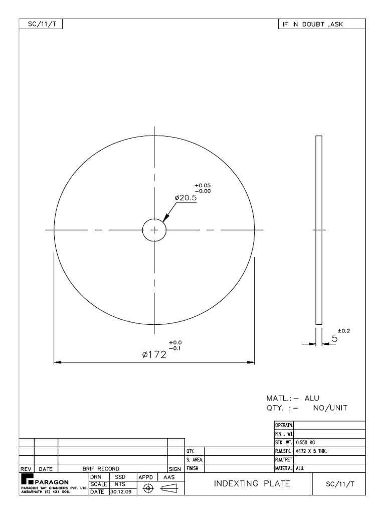 SC 11 T Indexing Plate | PDF