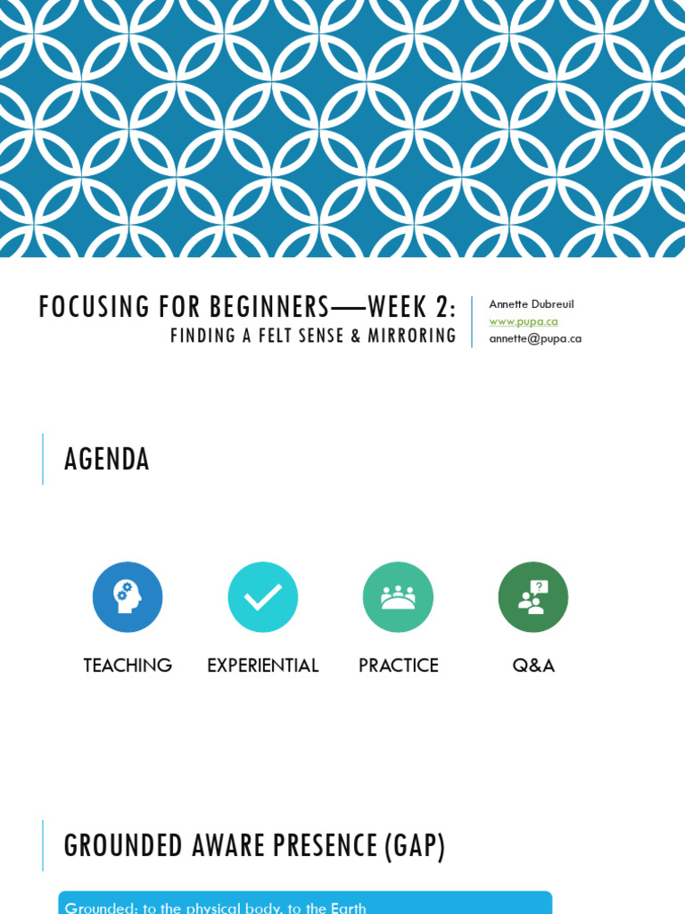 Focusing for Beginners - 8 weeks - Week #2 - Felt sense and Mirroring ...