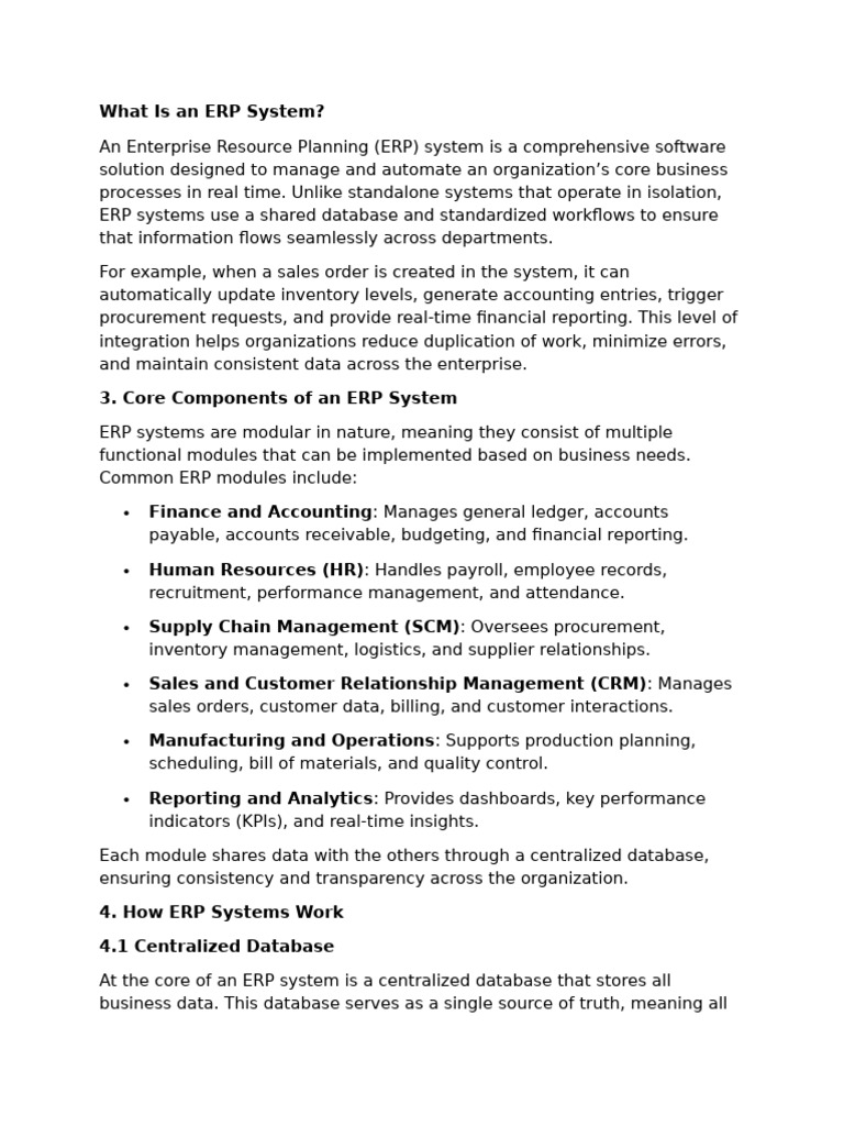 Understanding ERP Systems and Benefits | PDF | Enterprise Resource ...