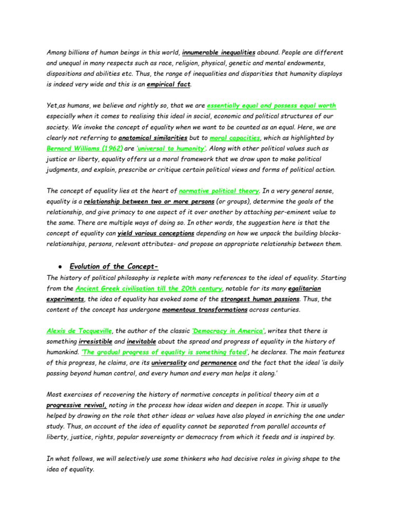 The Evolution of Equality in Political Theory | PDF | Affirmative ...