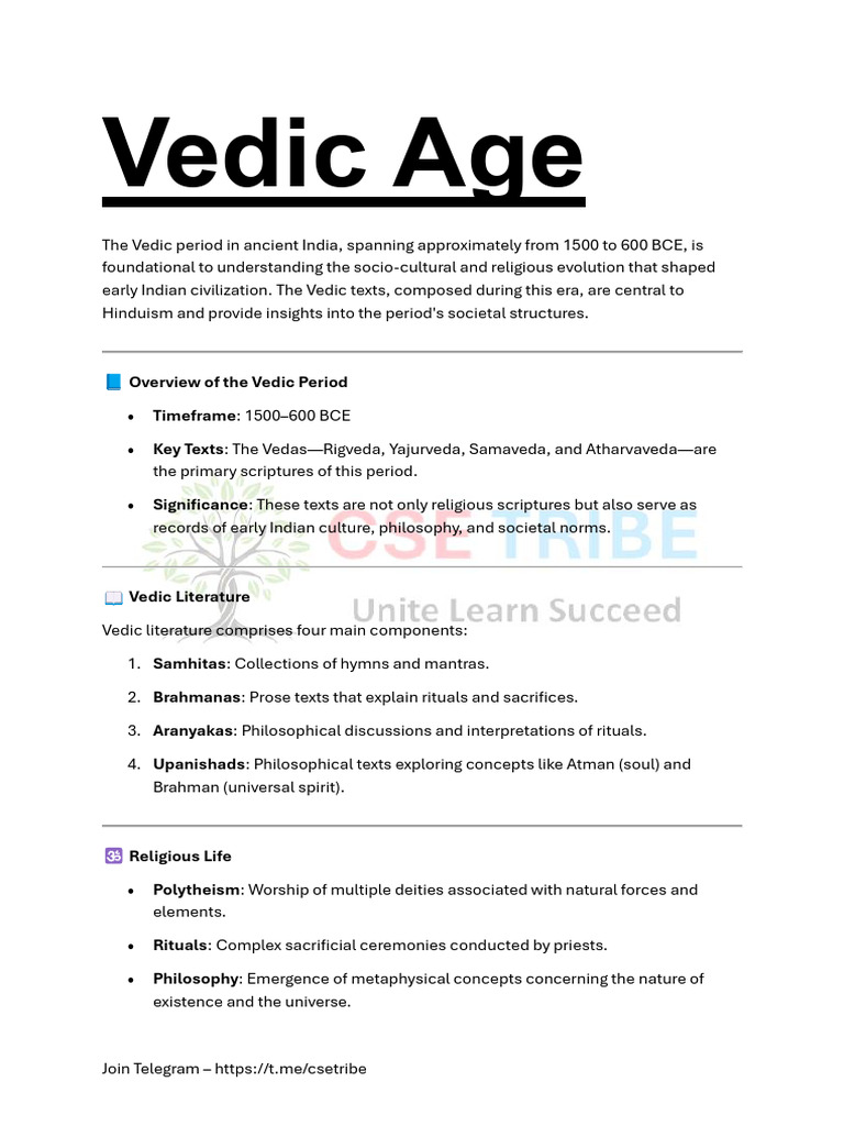 Vedic Age Short Notes | PDF | Vedas | Āstika
