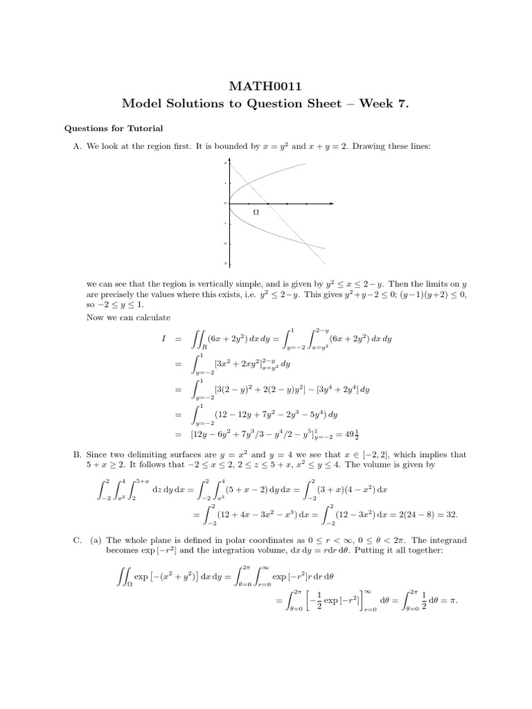 Week 7 Math Tutorial Solutions | PDF | Geometry | Mathematical Physics
