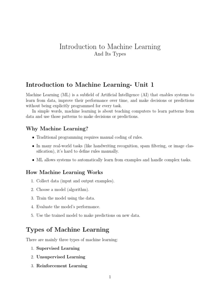 Overview of Machine Learning Types | PDF | Machine Learning | Cluster ...