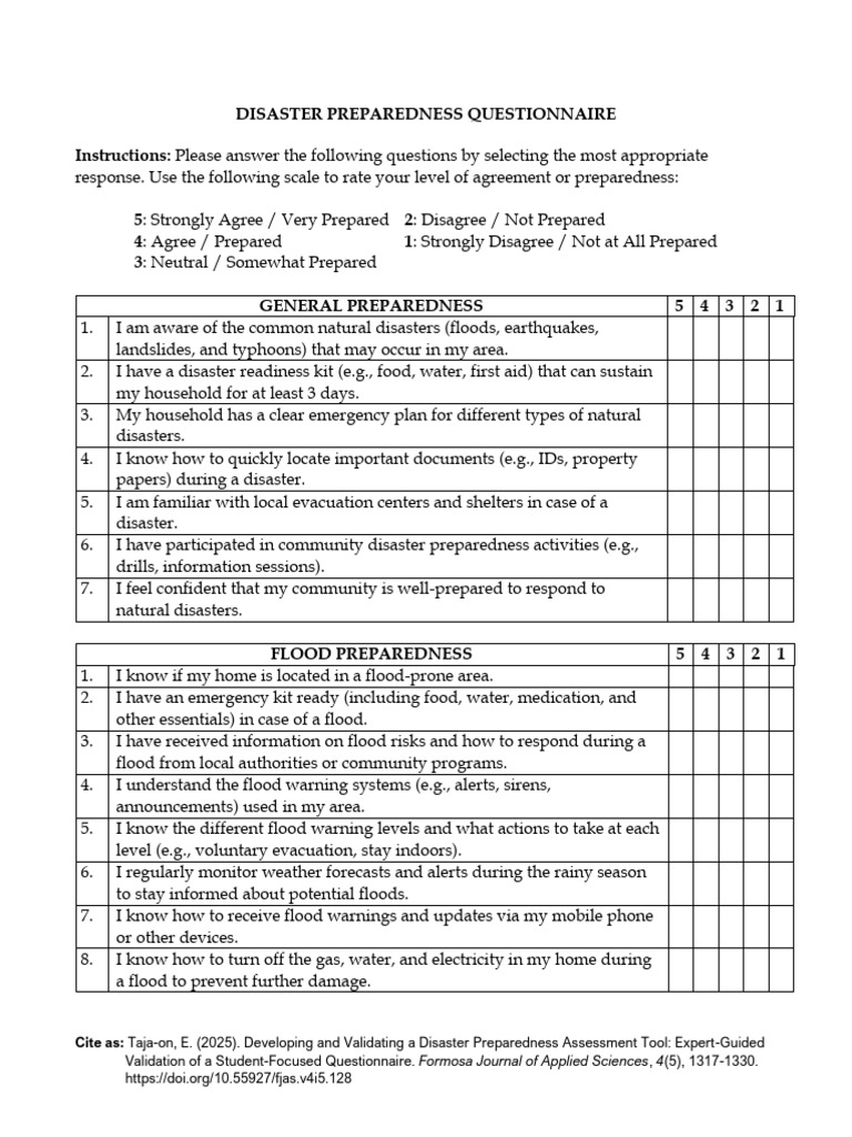 Disaster Preparedness Assessment Tool | PDF | Emergency Management ...