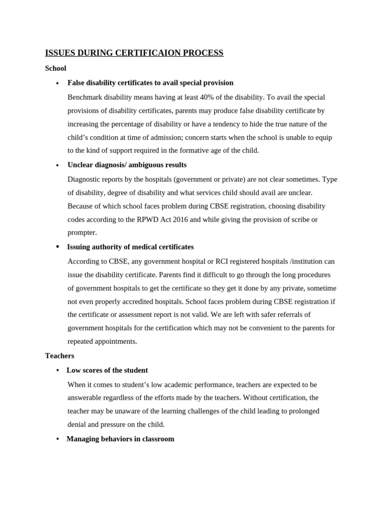 Challenges in Disability Certification Process | PDF | Teachers ...