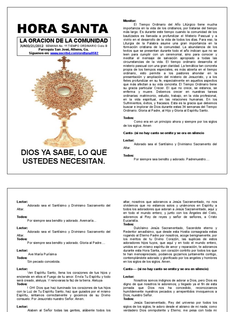 Hora Santa La Oracion de La Comunidad Semana No. 11 Tiempo Ordinario