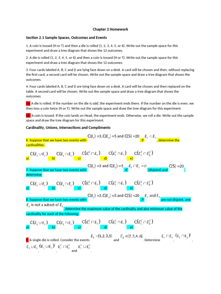 Sample Spaces and Probability Exercises | PDF | Probability Theory ...