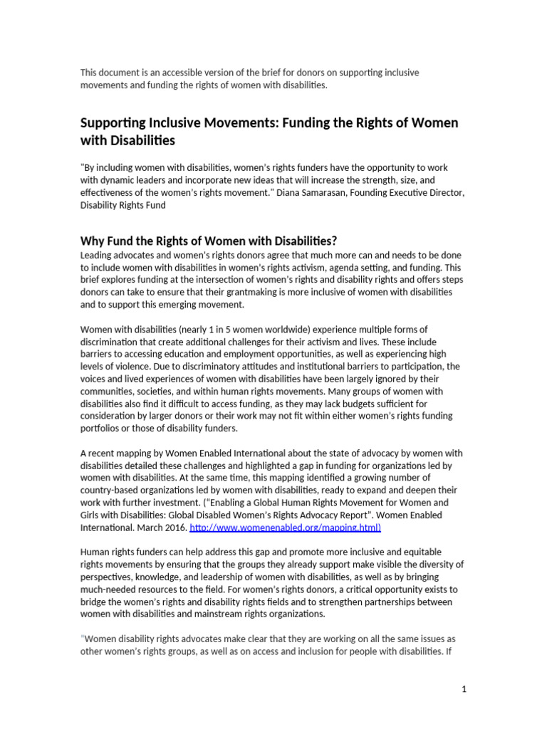 Supporting Inclusive Movements - Funding The Rights of Women With ...