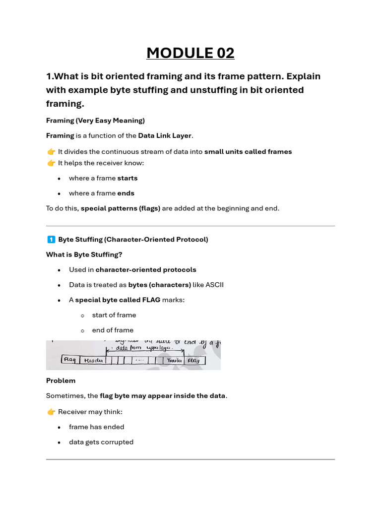 Bit and Byte Stuffing in Framing | PDF | Transmission Control Protocol ...