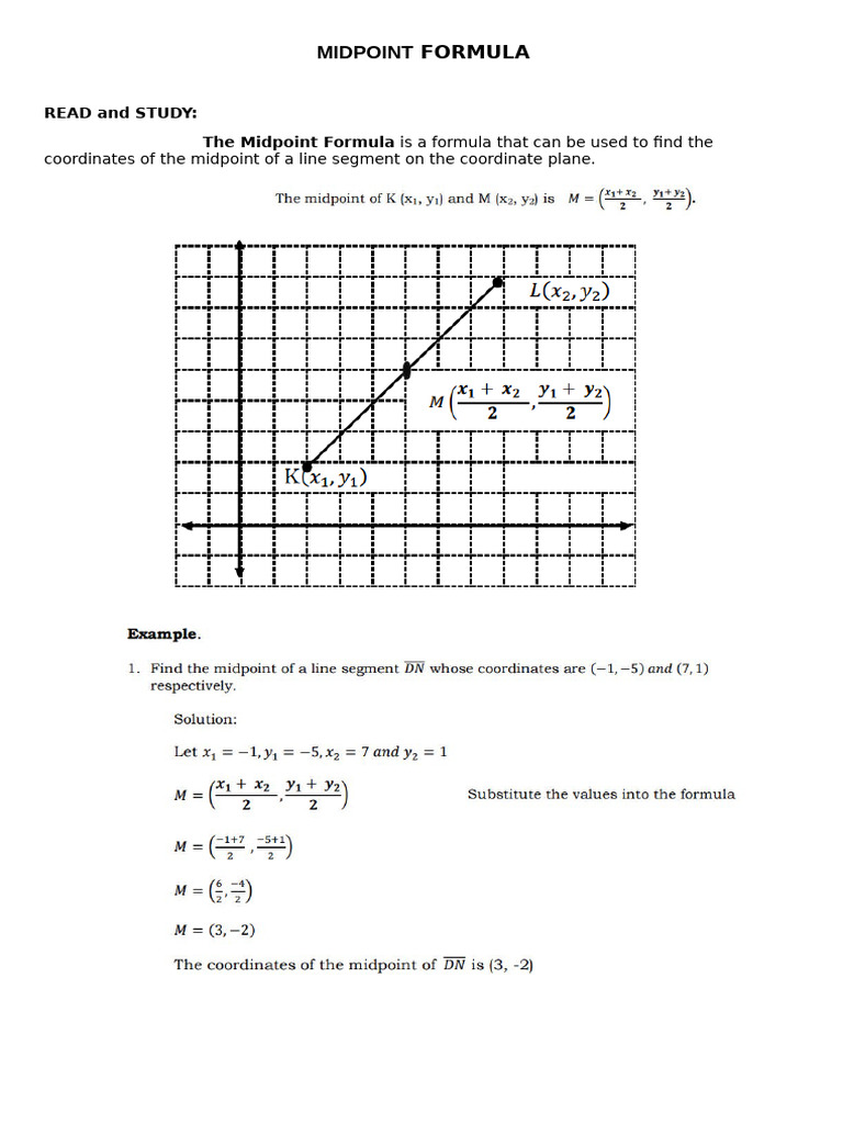 Midpoint Formula Practice Exercises | PDF