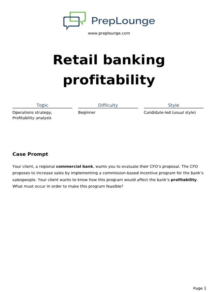 Bank Profitability Incentive Program Analysis | PDF | Banks | Sales