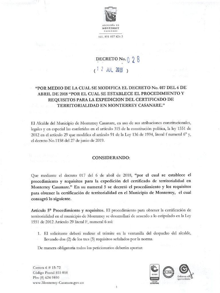 Decreto 028 | PDF