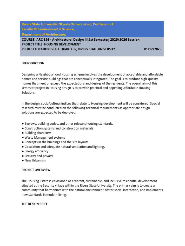 Arc 326 Main Design Project Brief (1)-1-1 | PDF | Natural Environment
