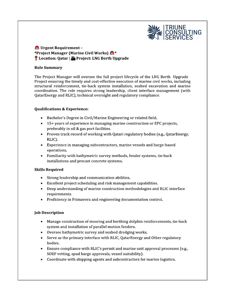 1) Job Description for Project Manager_Triune_Final | PDF