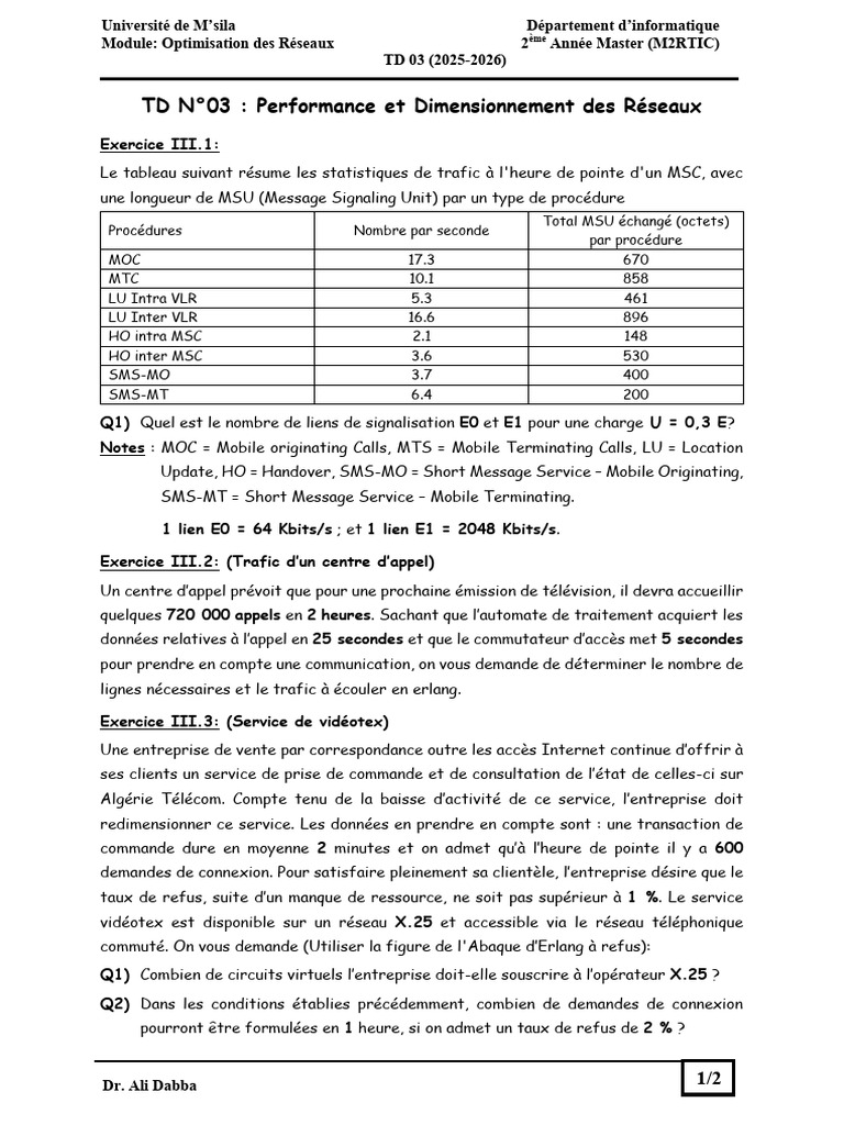 Performance et Dimensionnement Réseaux | PDF | Routeur | Réseaux