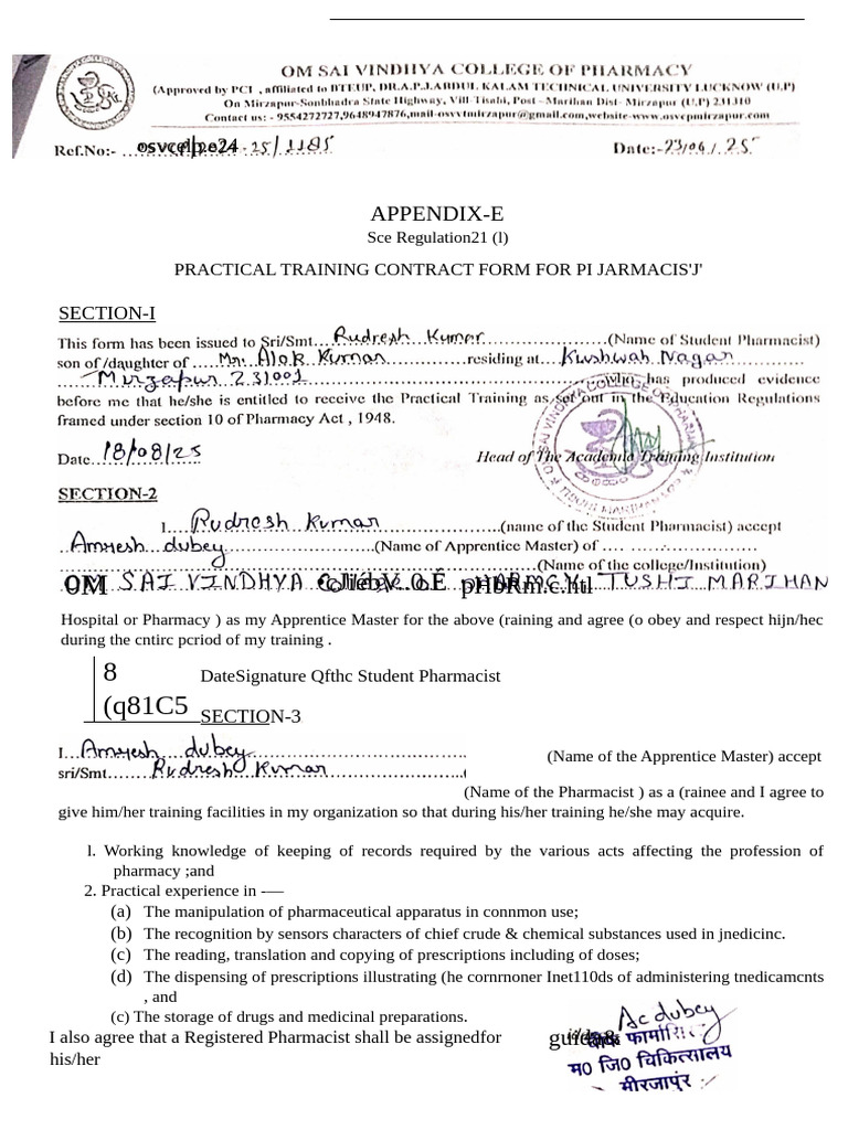 Practical Training Contract for Pharmacists | PDF | Pharmacy | Pharmacist